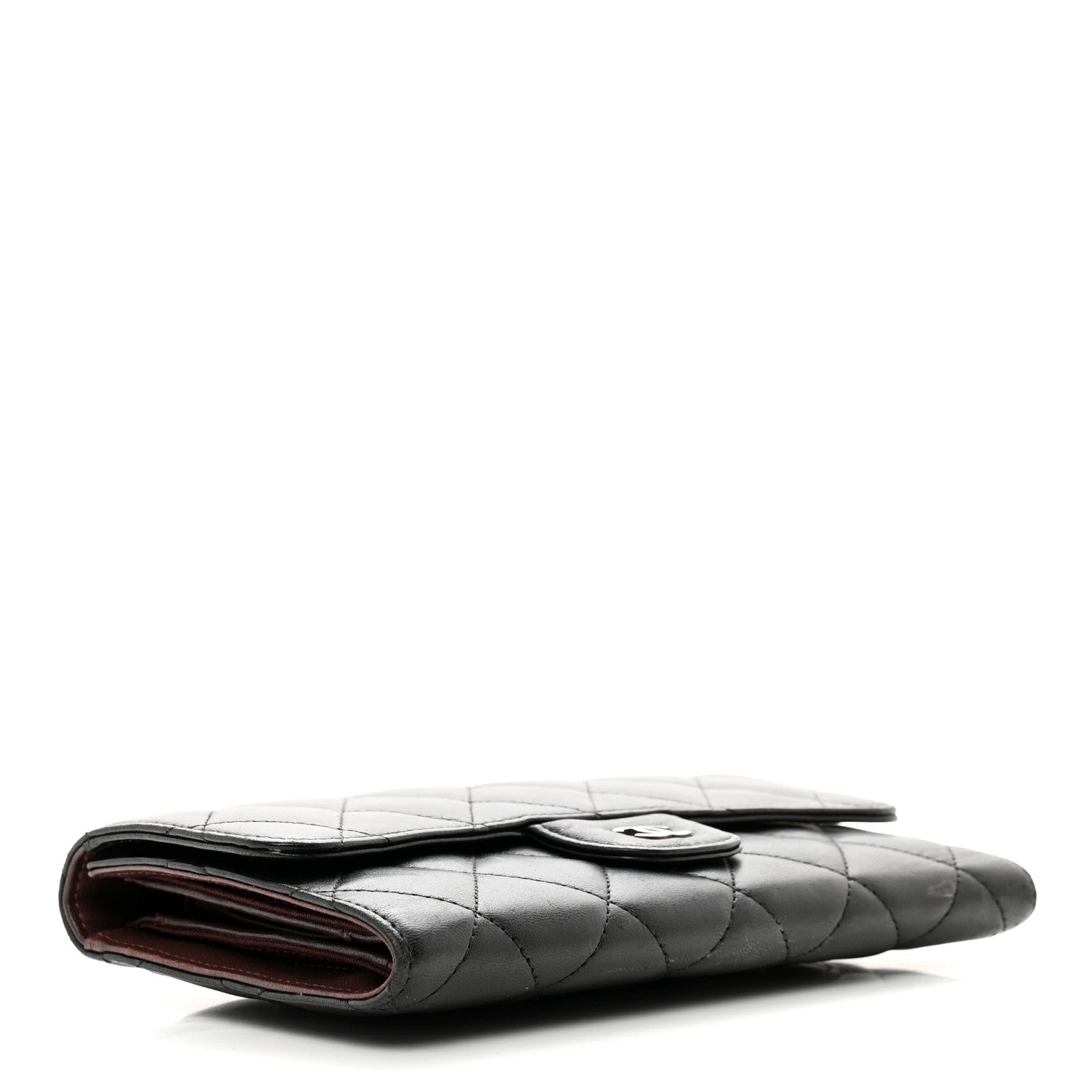 Chanel Lambskin Quilted Large Gusset Flap Wallet Black 4 of 11