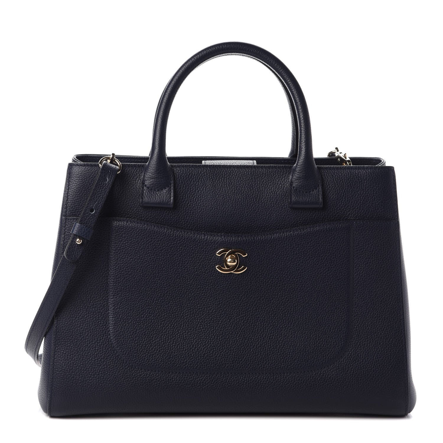 Chanel Grained Calfskin Small Neo Executive Shopper Tote Dark Blue 1 of 10