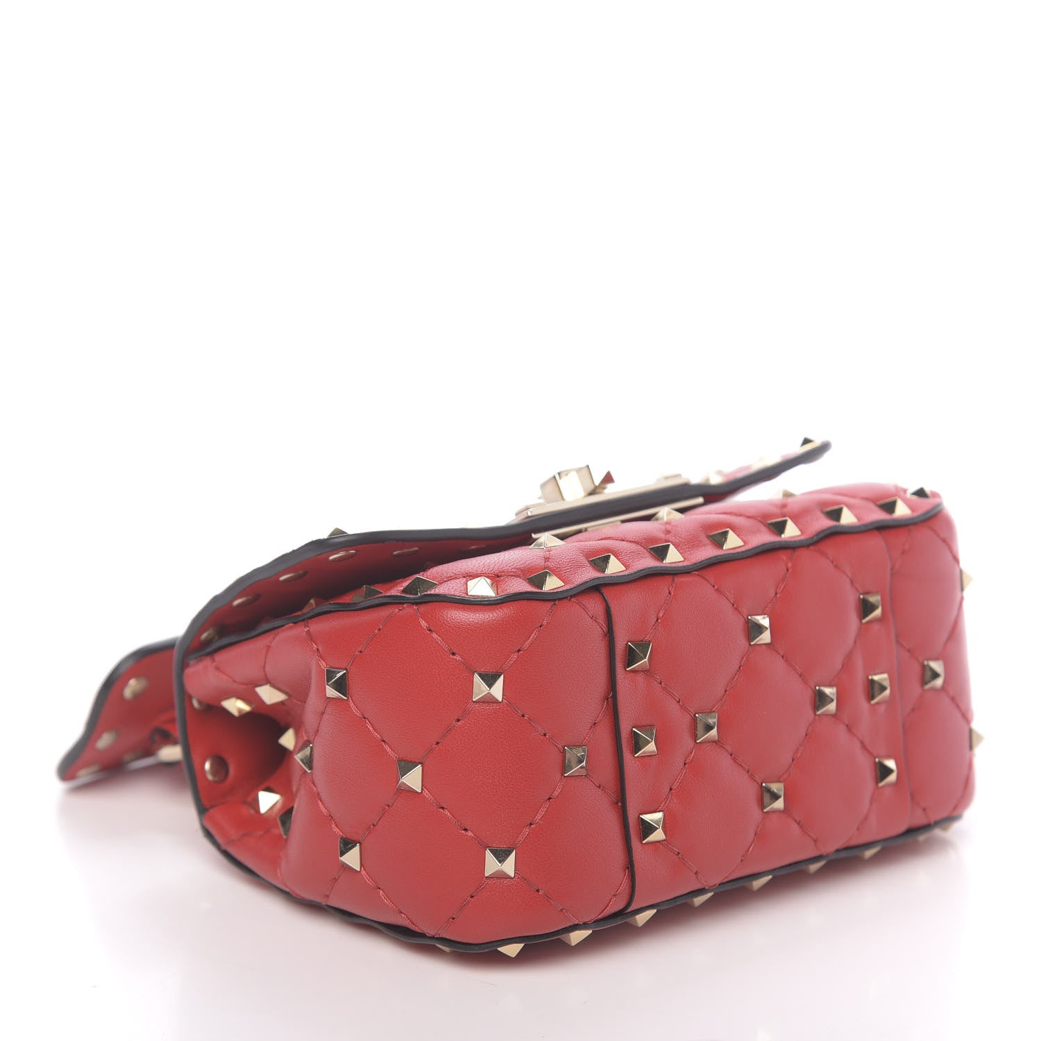 Valentino Garavani Lambskin Micro Rockstud Spike Shoulder Bag Red 4 of 9