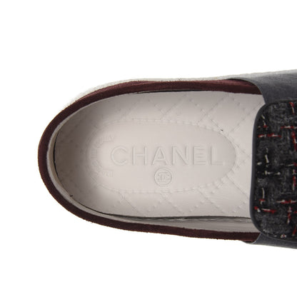 Chanel Suede Tweed Sneakers 37.5 Burgundy 6 of 20