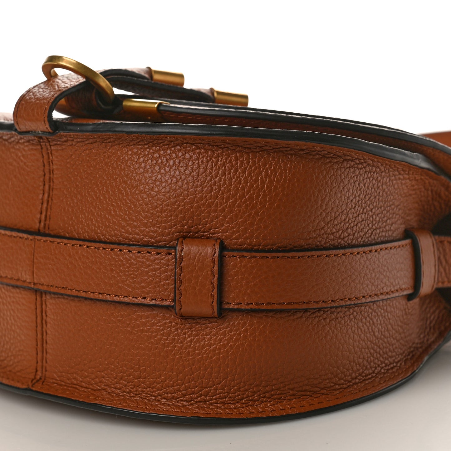 Grained Calfskin Small Marcie Saddle Bag Tan