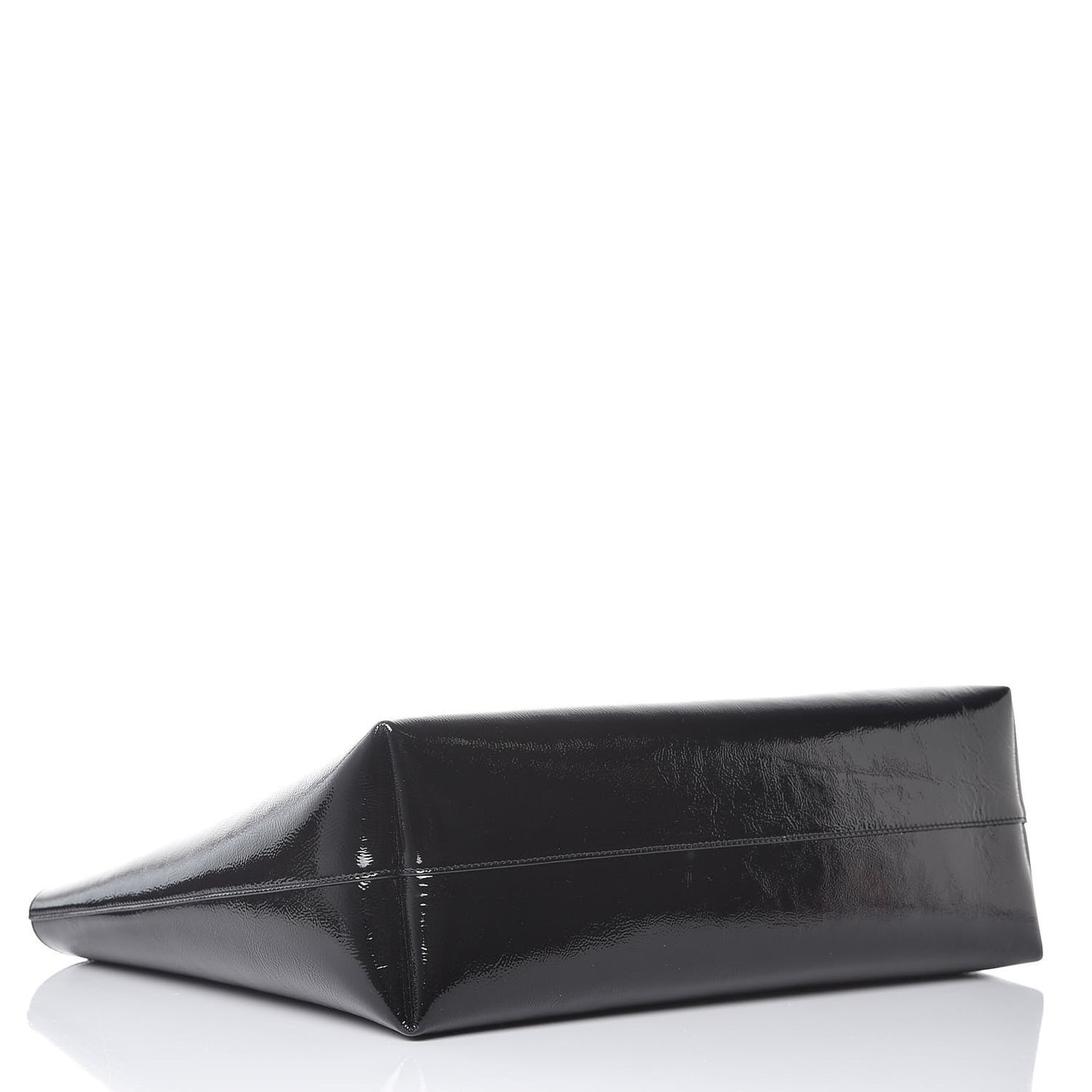 Patent Calfskin Large Shopping Tote Black