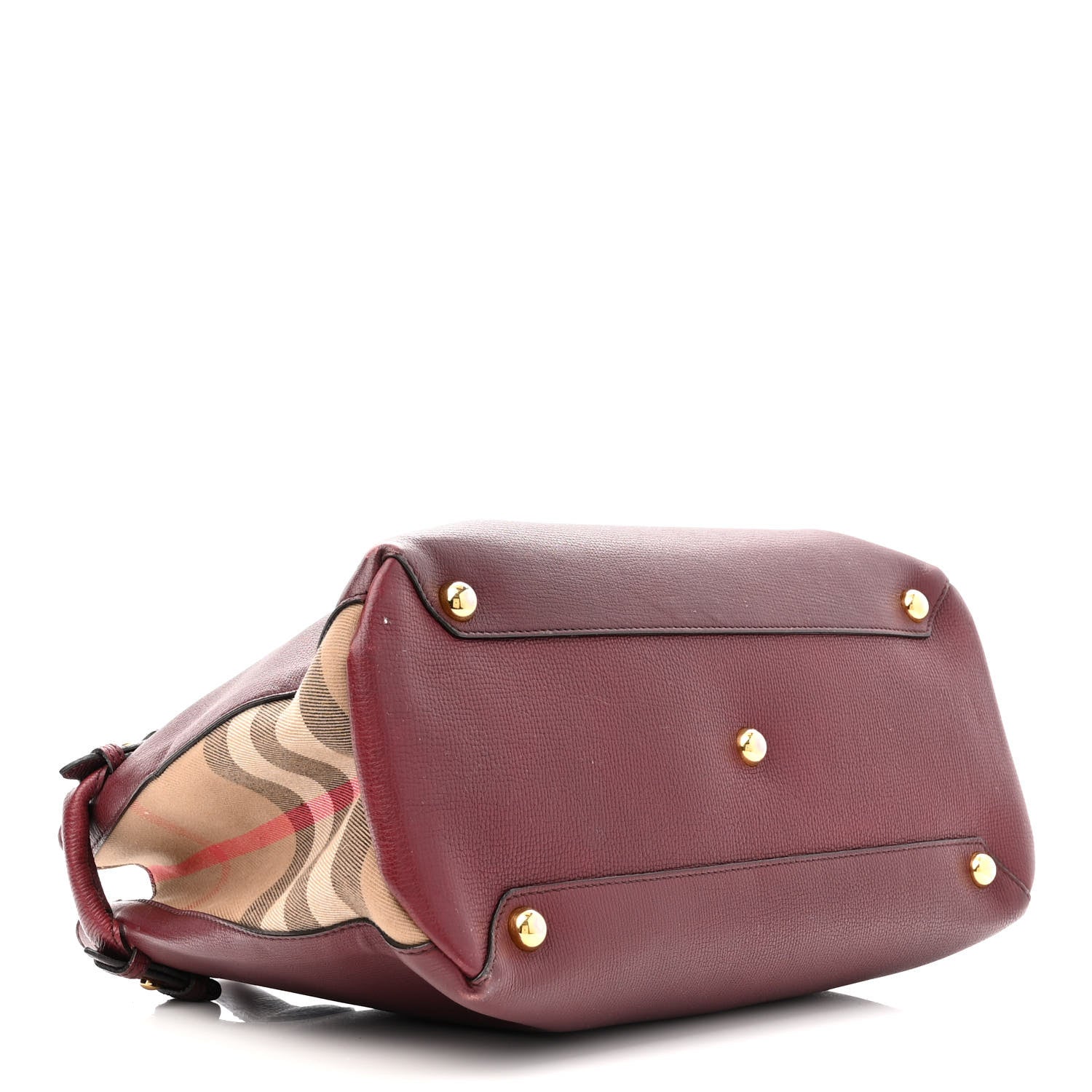 Burberry Grainy Calfskin House Check Medium Banner Tote Mahogany Red 4 of 15