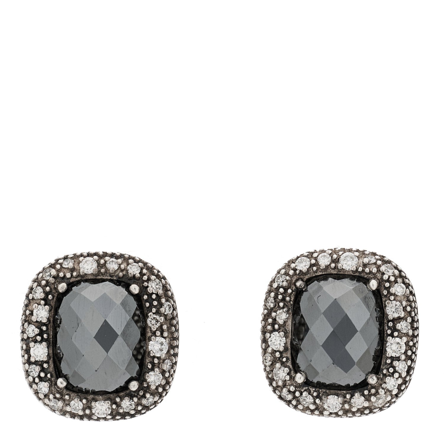David Yurman Sterling Silver Diamond Hematite Midnight Melange Earrings 1 of 4