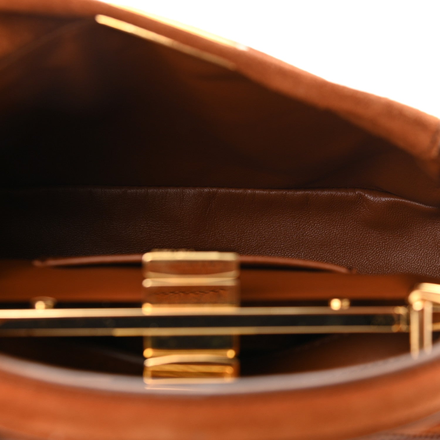 Fendi Chamois Karung Shiny Nappa Mini Pocket Peekaboo Iconic Satchel Cuoio Caramello 5 of 10