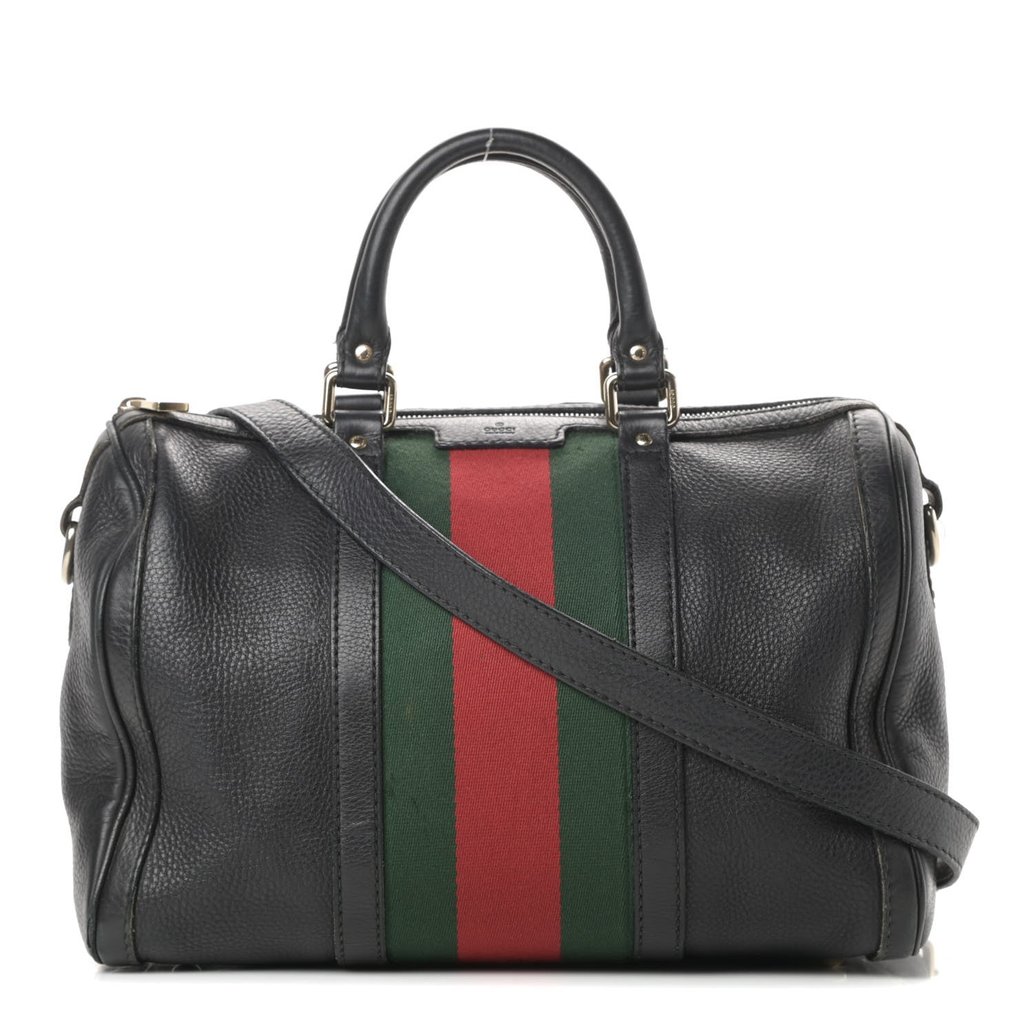 Gucci Calfskin Vintage Web Medium Boston Black 1 of 23