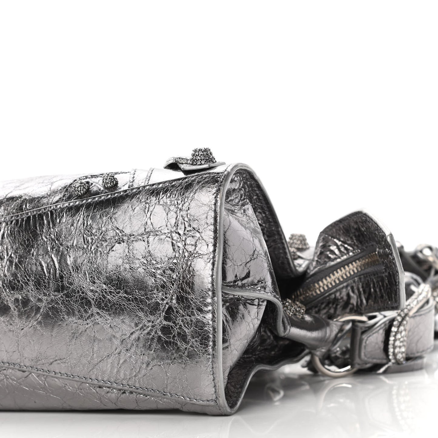 Agneau Arena Crystal Neo Cagole Handbag XS Silver