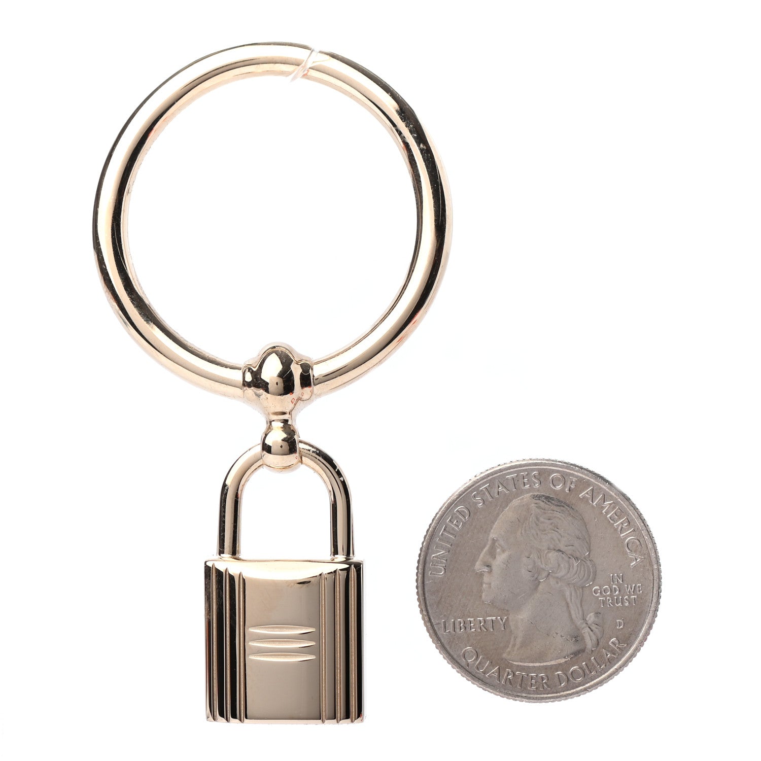 Hermes Permabrass Loop Charms Cadenas Scarf Ring Gold 2 of 3