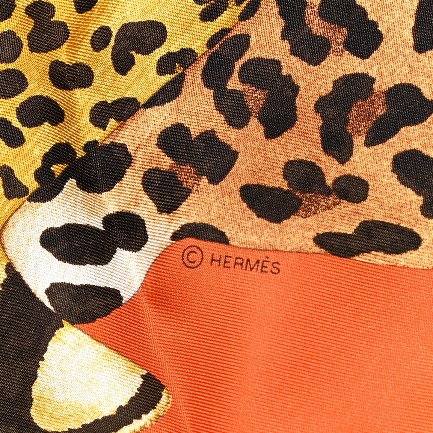 Silk Twill Lazy Leopardesses Scarf 90 Potiron Brun Miel