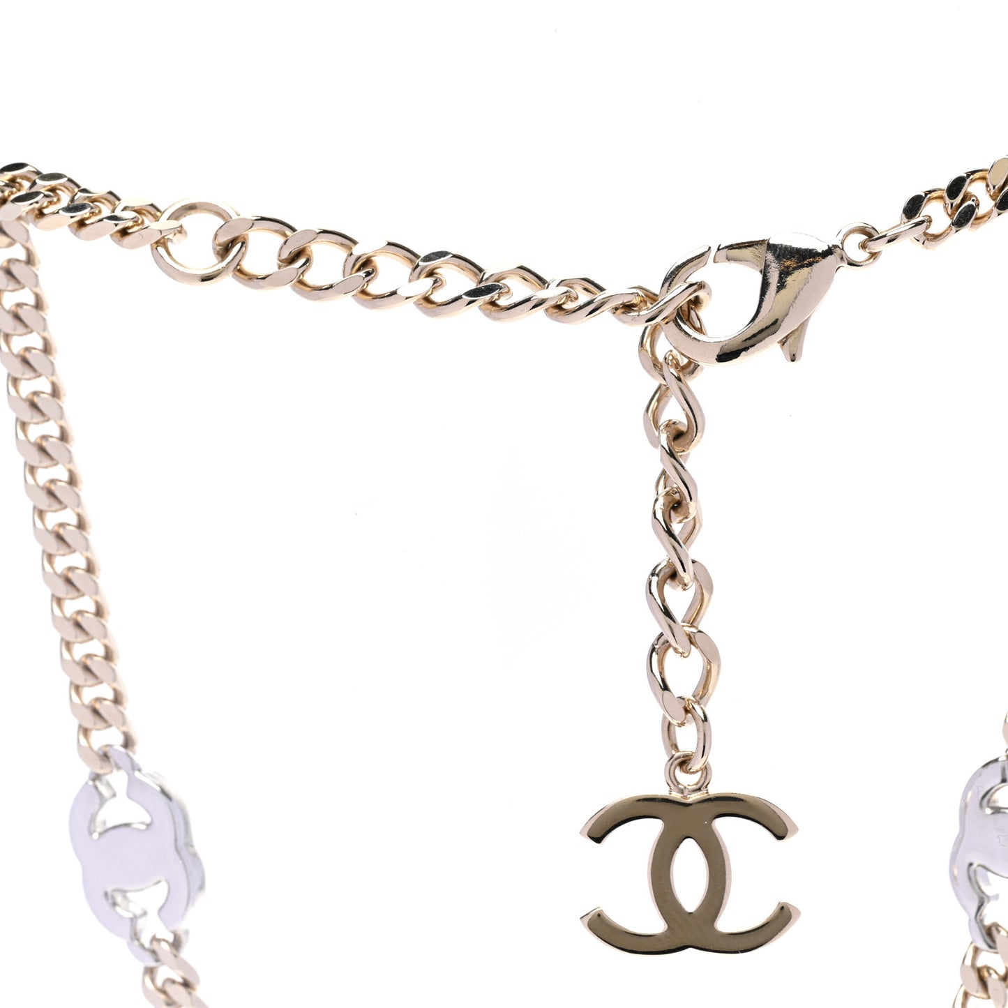 Crystal Chain CC Necklace Gold Silver
