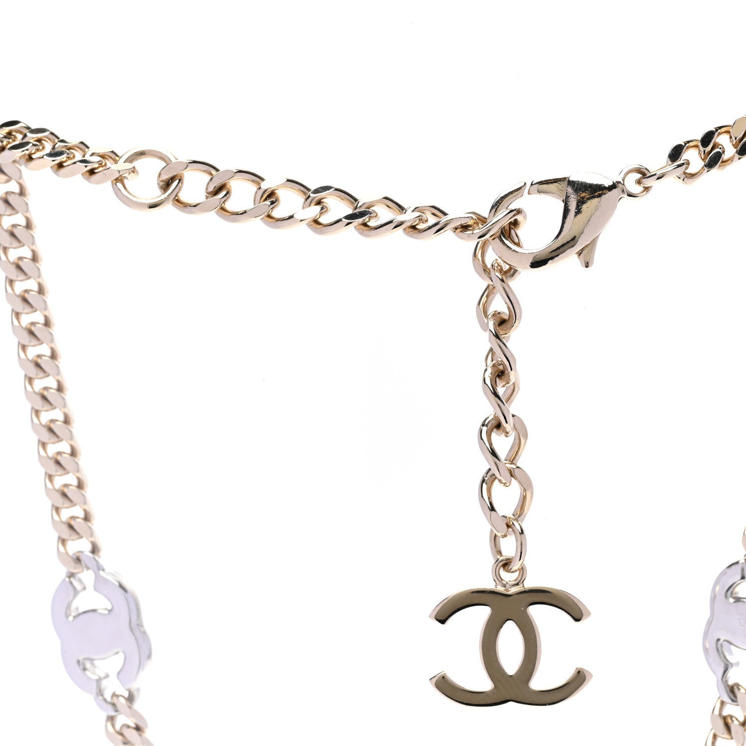 Chanel Crystal Chain CC Necklace Gold Silver 5 of 6