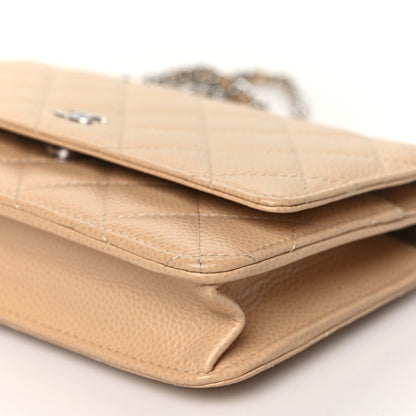Chanel Caviar Quilted Wallet on Chain WOC Beige 11 of 12