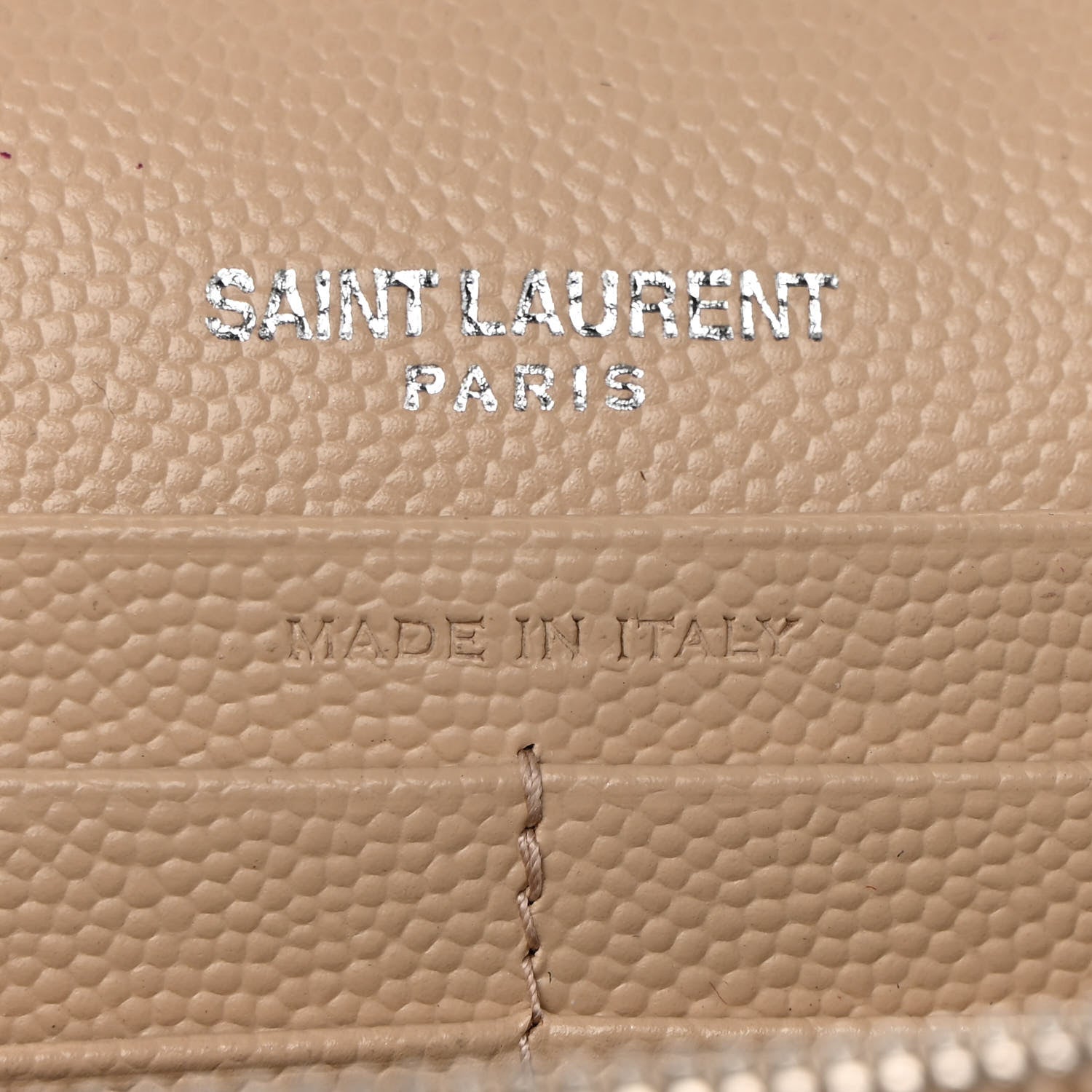 Saint Laurent Grain De Poudre Matelasse Chevron Monogram Chain Wallet Nude Powder 7 of 12