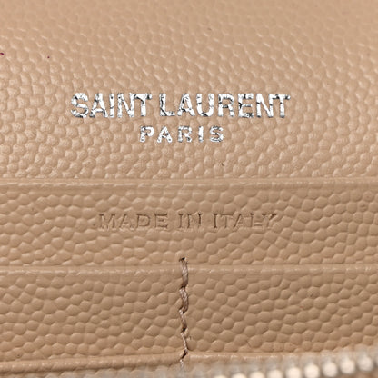 Saint Laurent Grain De Poudre Matelasse Chevron Monogram Chain Wallet Nude Powder 7 of 12