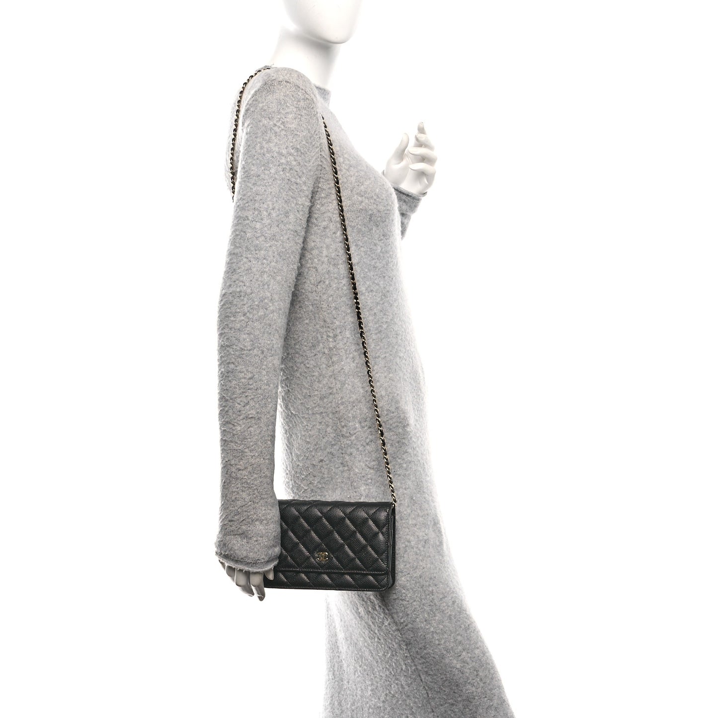 Caviar Quilted Wallet On Chain WOC Black