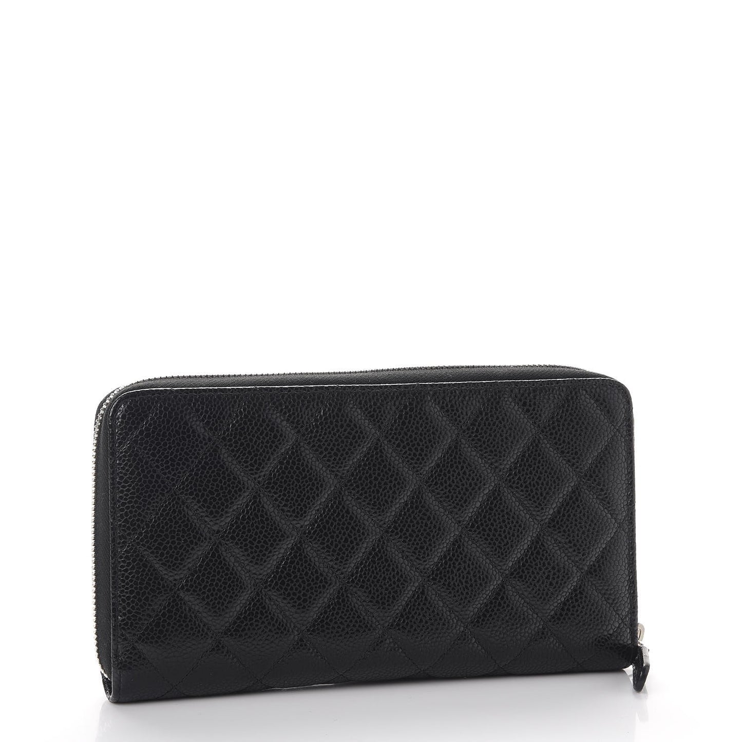 Caviar Quilted Large Zip Around Organizer Wallet Black