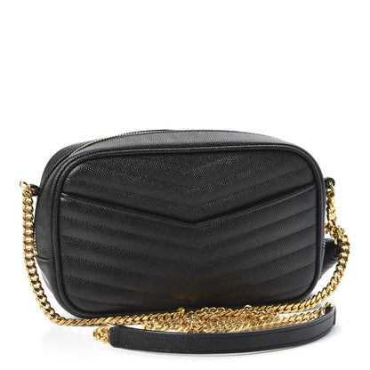 Saint Laurent Grain De Poudre Matelasse Monogram Mini Lou Camera Bag Black 2 of 9