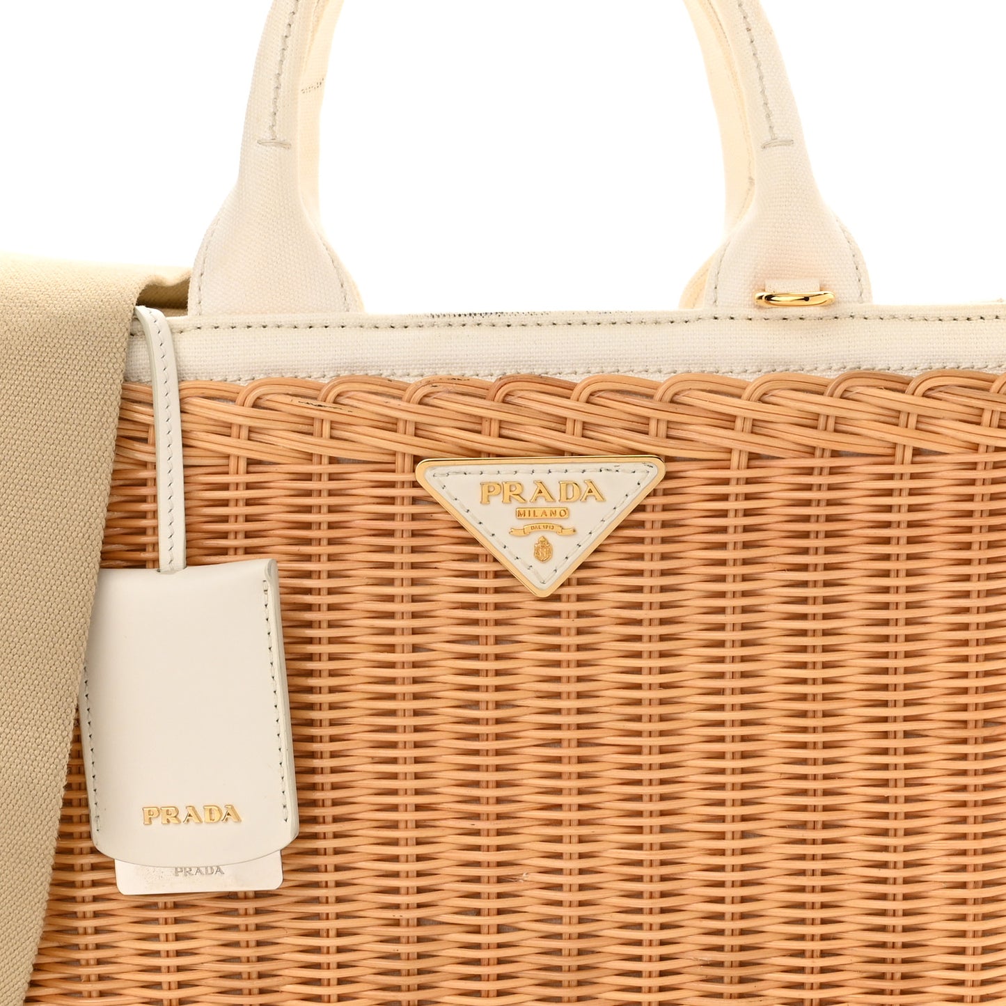 Wicker Canvas Tote Naturale White