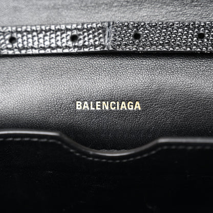 Balenciaga Patent Calfskin Lizard Embossed Small B Crossbody Bag Black 6 of 9