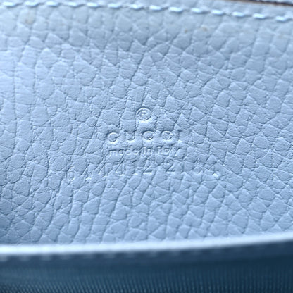 Gucci Dollar Calfskin Enamel Monochrome GG Marmont Zip Around Card Holder Porcelain Light Blue 6 of 10