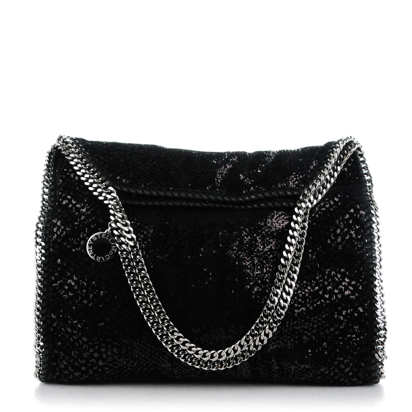 Sequin Velvet Large Falabella Tote Black