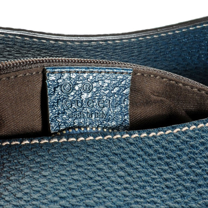 Gucci Leather Half Moon Bamboo Ring Hobo Blue 6 of 7