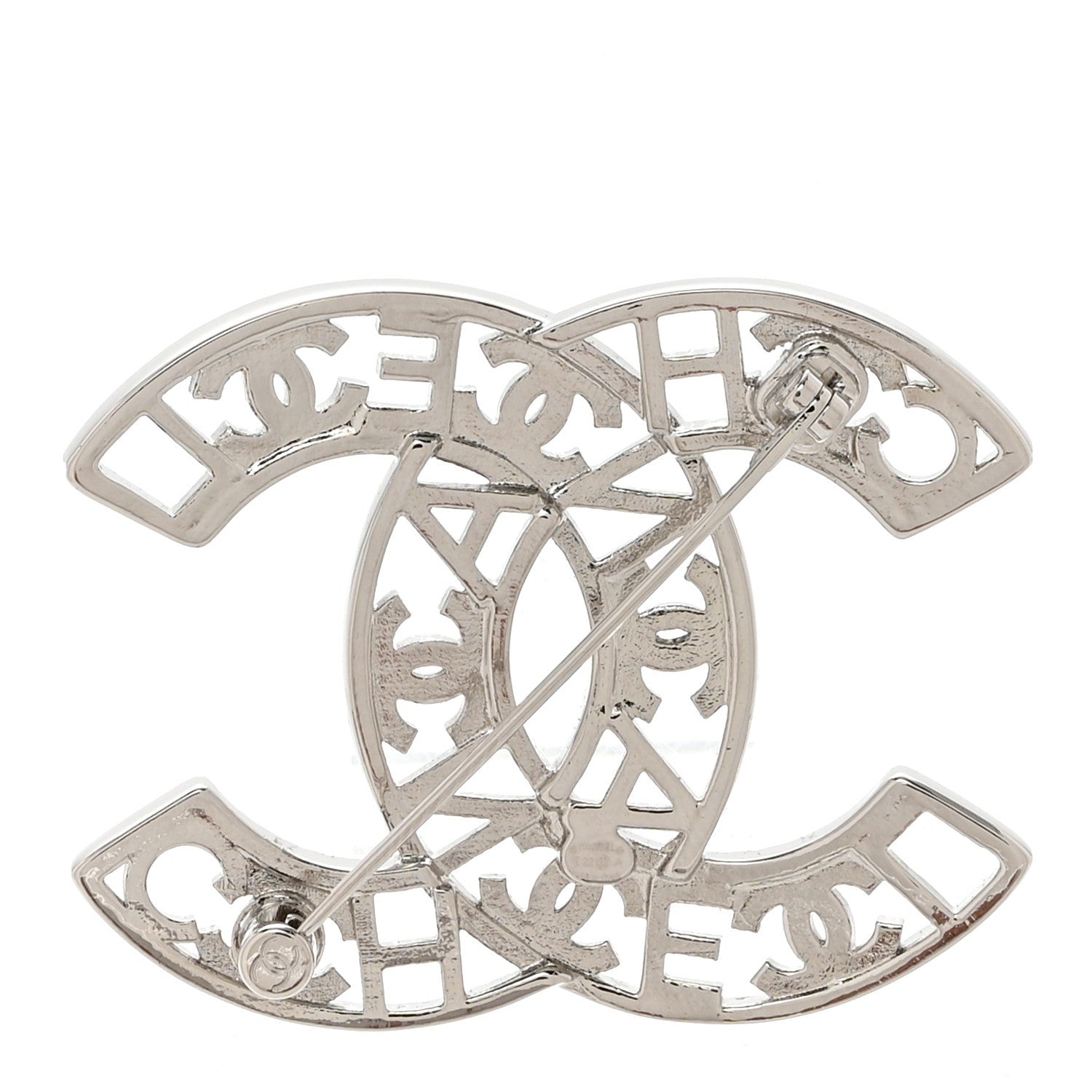 Chanel Crystal CC Brooch Silver 3 of 5