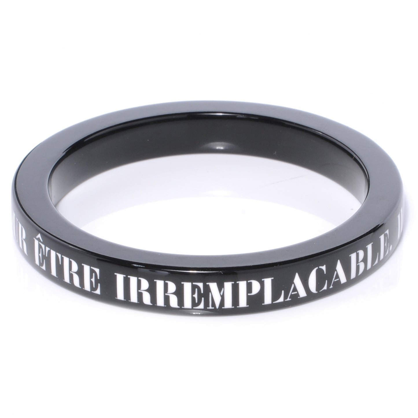 Resin Coco French Quote Bangle Black