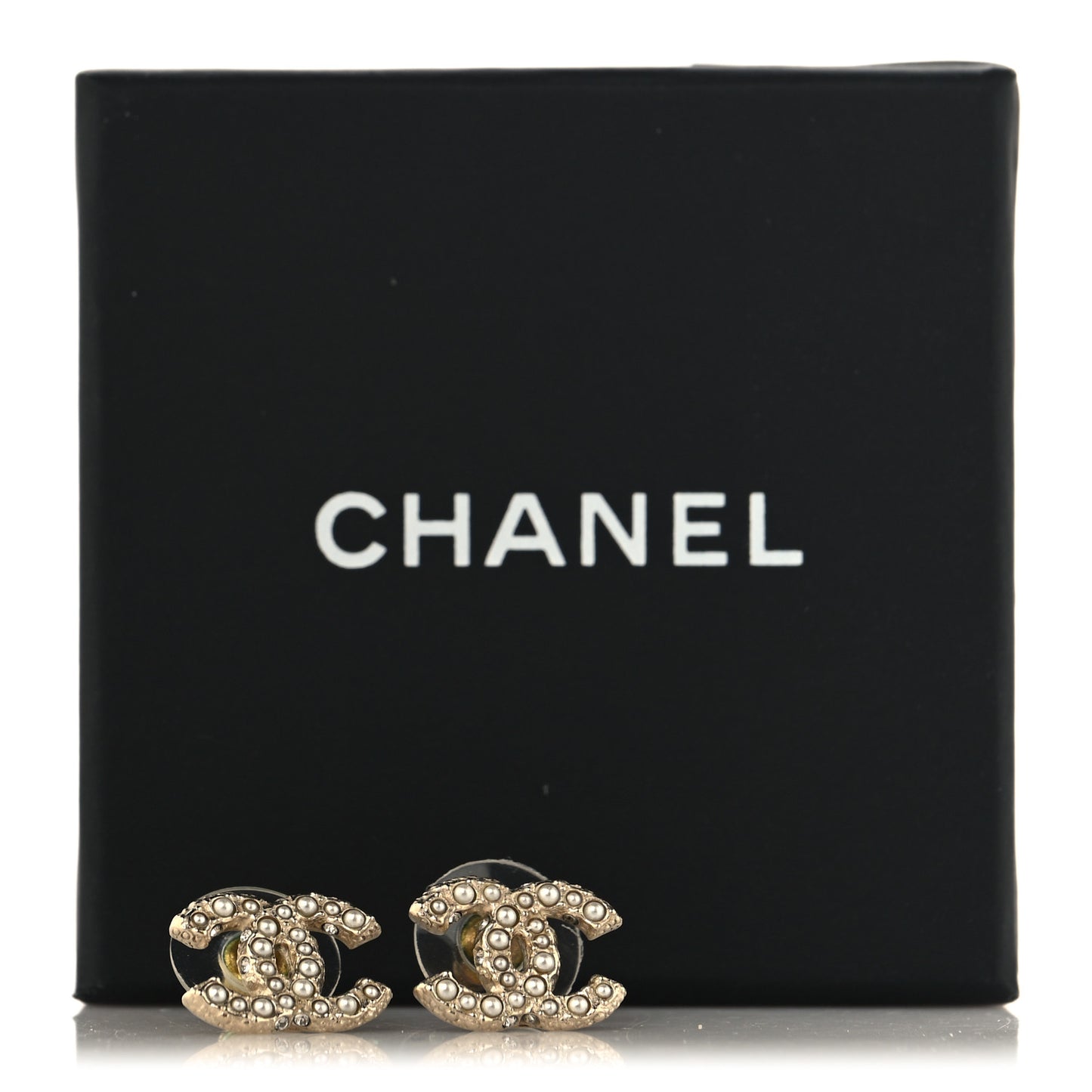 Metal Graduated Pearl Crystal CC Earrings Light Gold