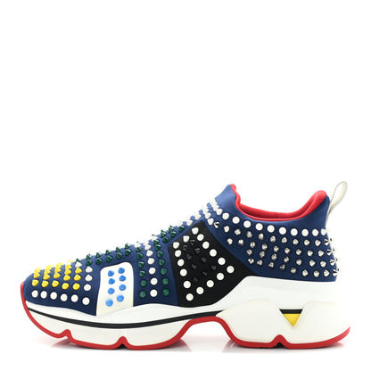 Christian Louboutin Neoprene Mens Spike Sock Flat Sneakers 44 Multicolor 1 of 10