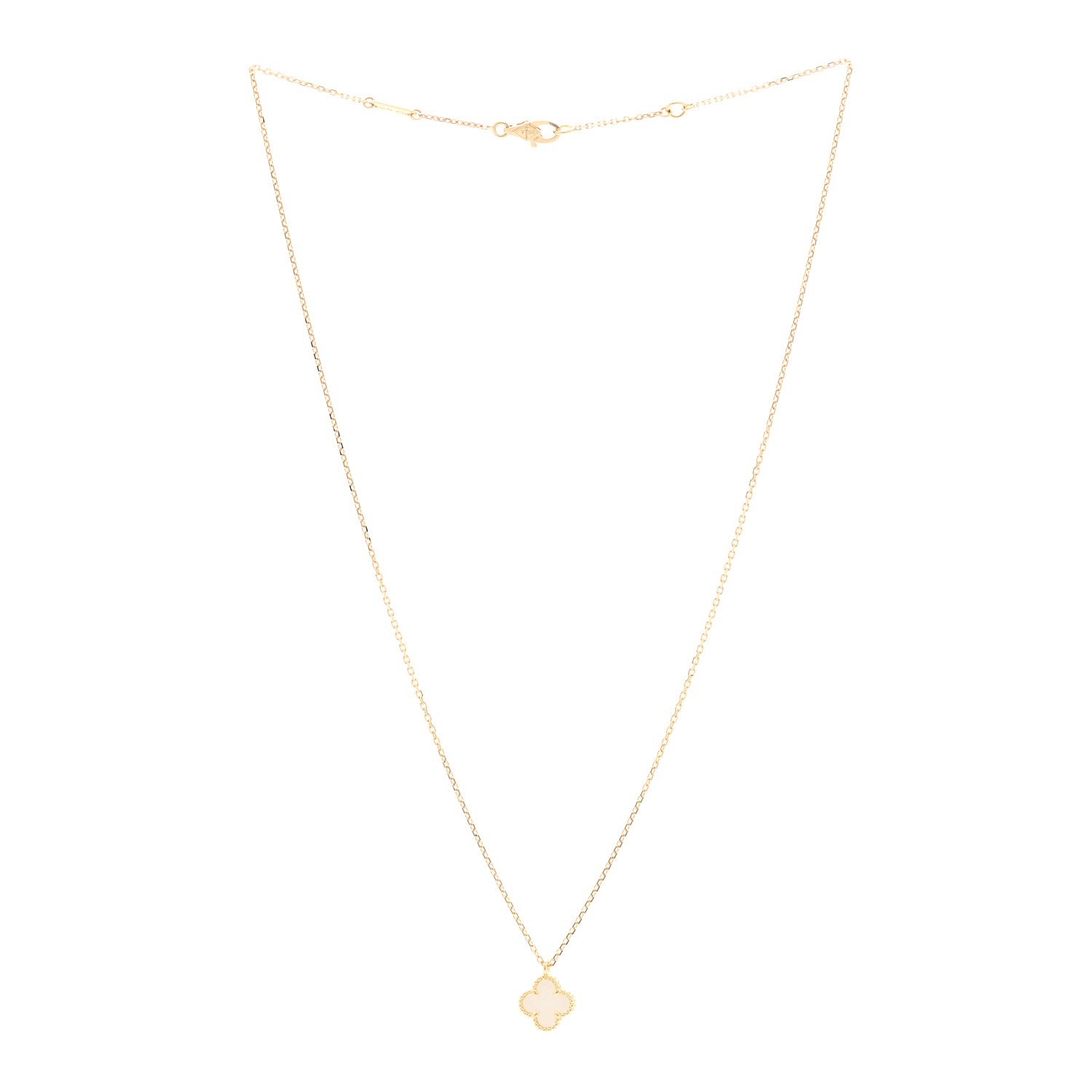 Van Cleef & Arpels 18K Yellow Gold Mother of Pearl Sweet Alhambra Pendant Necklace 3 of 6