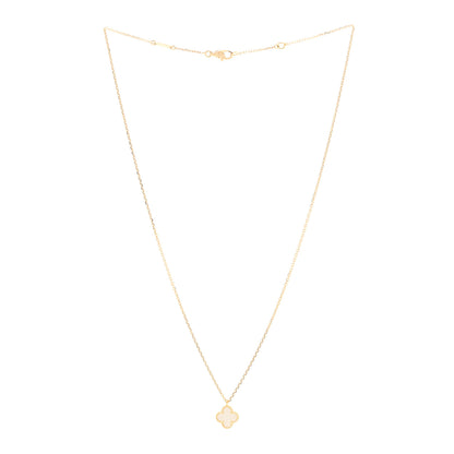 Van Cleef & Arpels 18K Yellow Gold Mother of Pearl Sweet Alhambra Pendant Necklace 3 of 6