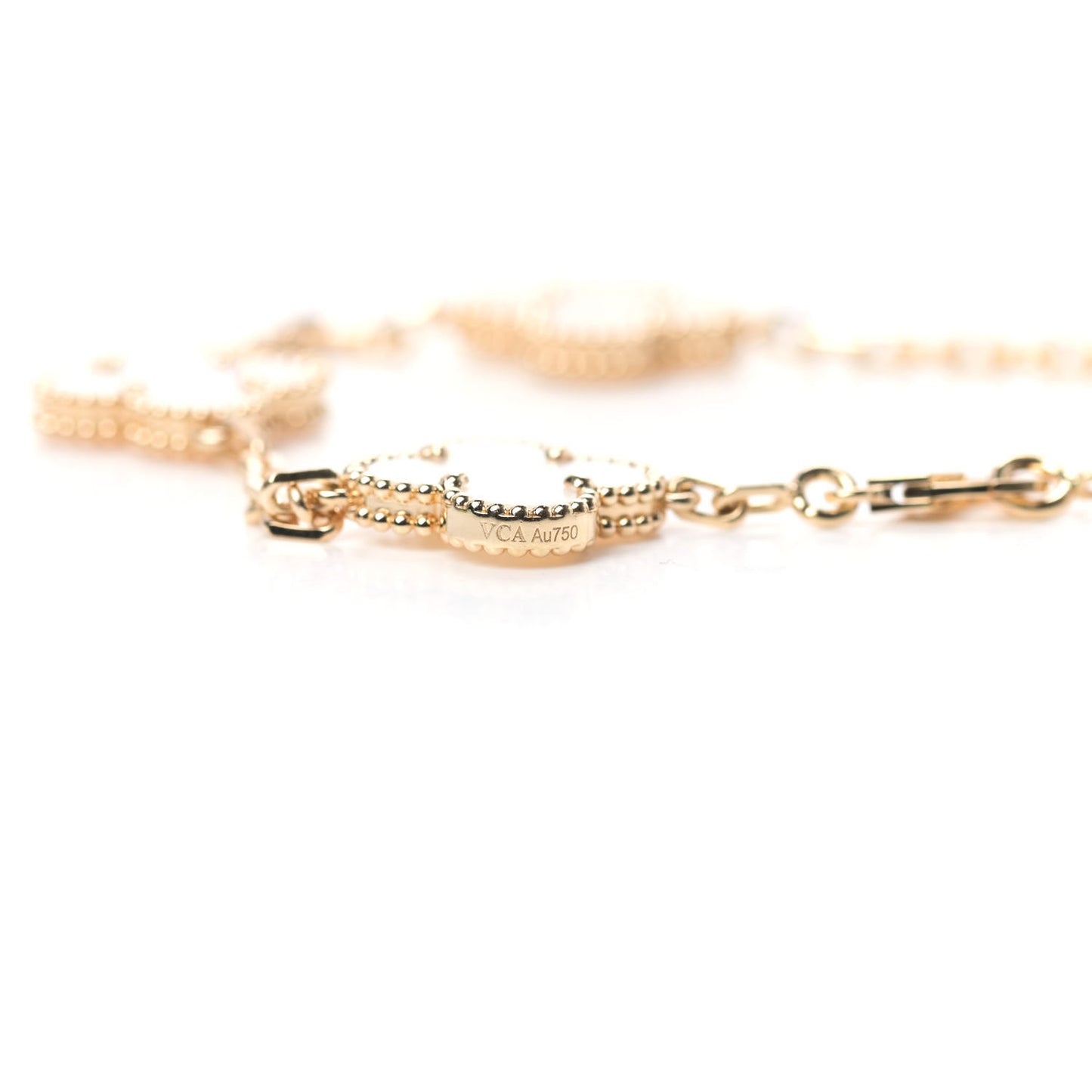18K Yellow Gold Mother of Pearl 5 Motifs Vintage Alhambra Bracelet