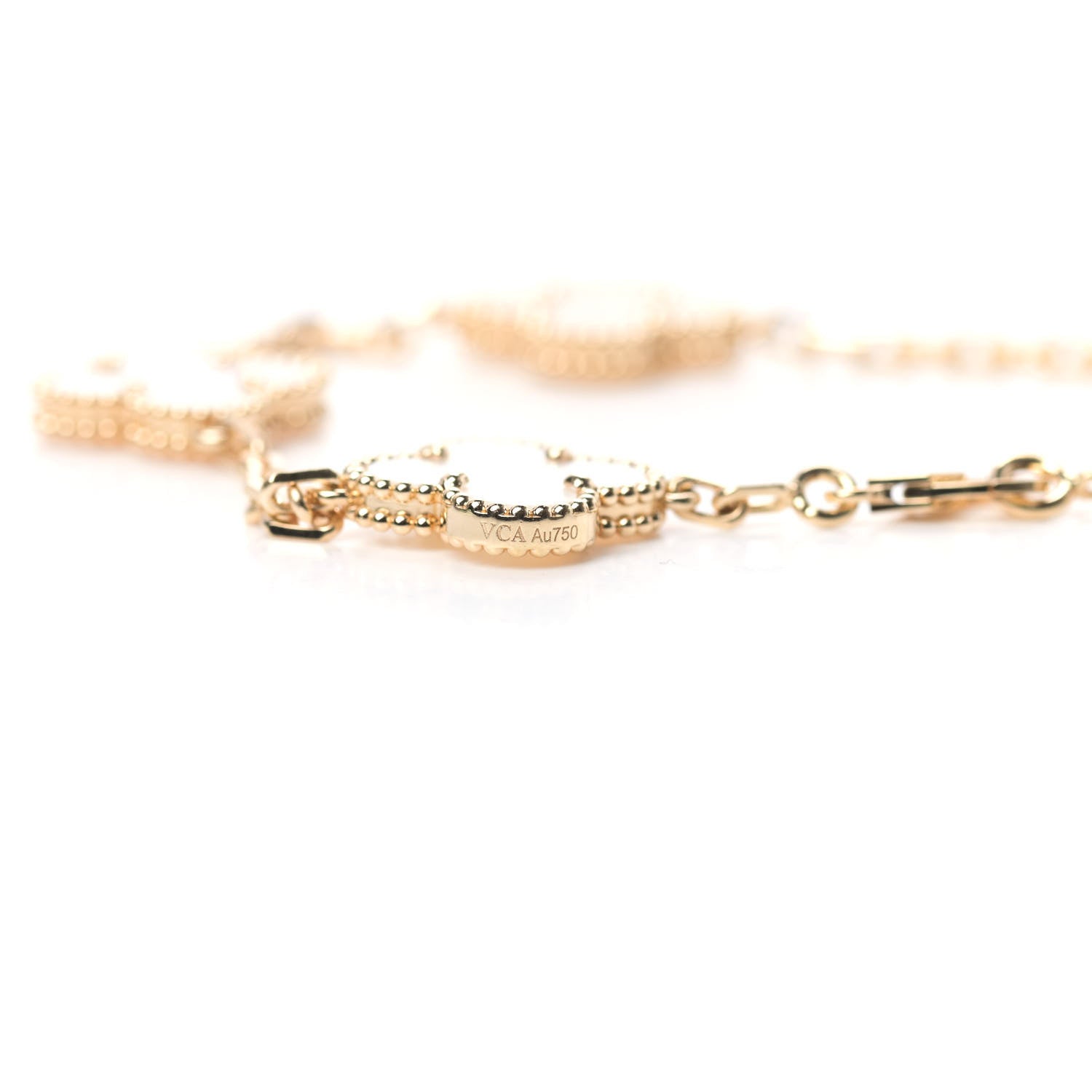 Van Cleef & Arpels 18K Yellow Gold Mother of Pearl 5 Motifs Vintage Alhambra Bracelet 4 of 6