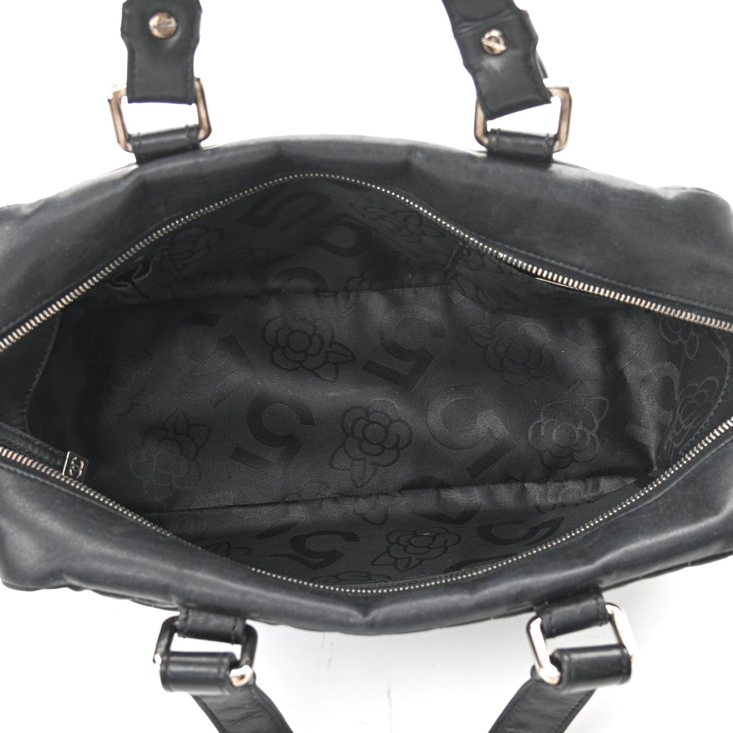 Lambskin Vertical Quilted Mademoiselle Satchel Black