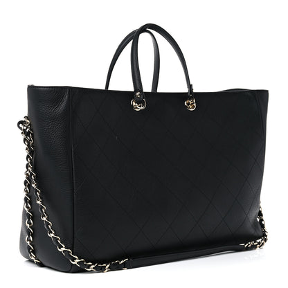 Chanel Bullskin Stitched Large Shopping Bag Black 3 of 11