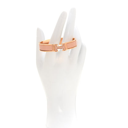 Hermes Enamel Glitter Narrow Clic Clac H Bracelet PM Rose Cassata 2 of 5