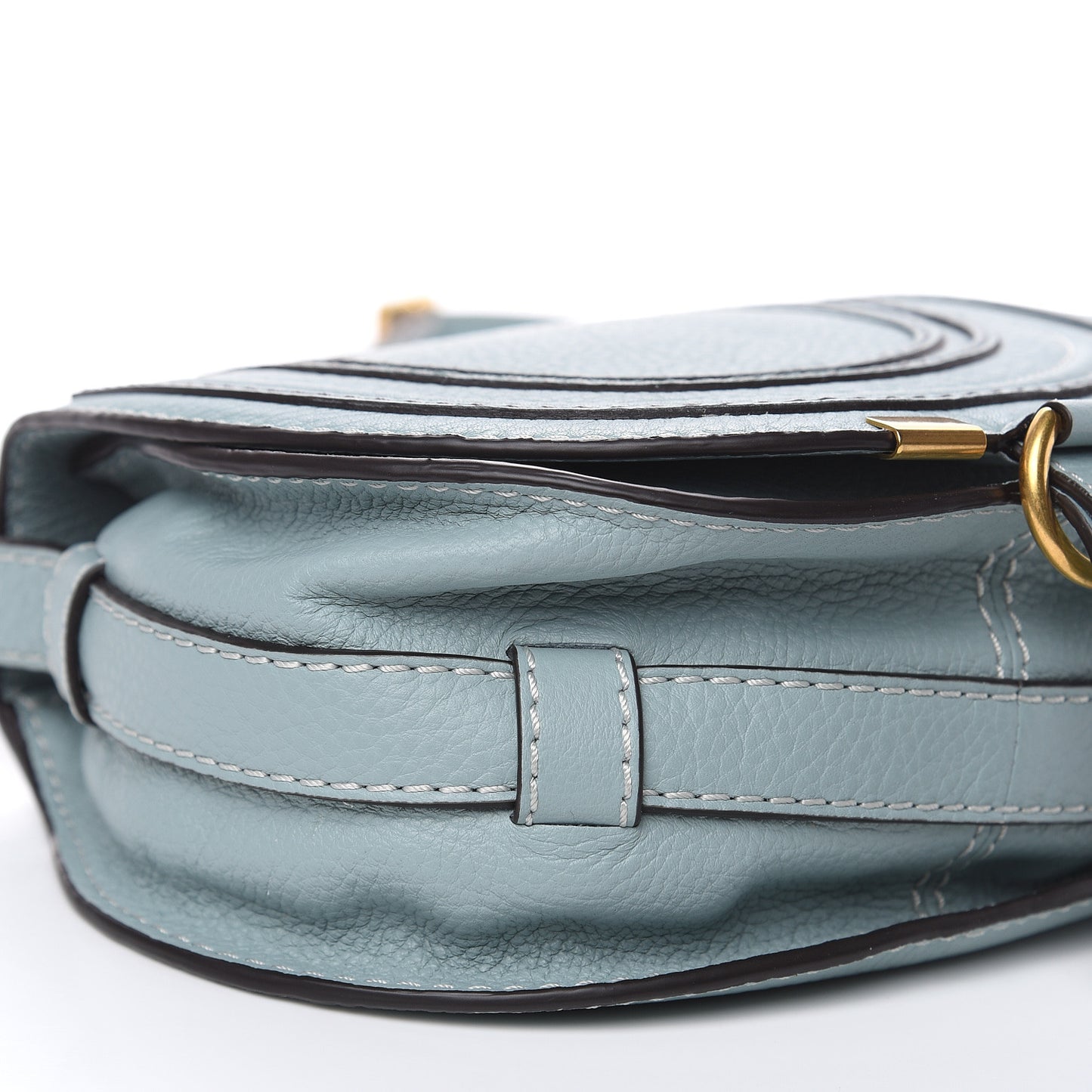 Calfskin Mini Marcie Round Crossbody Bag Faded Blue