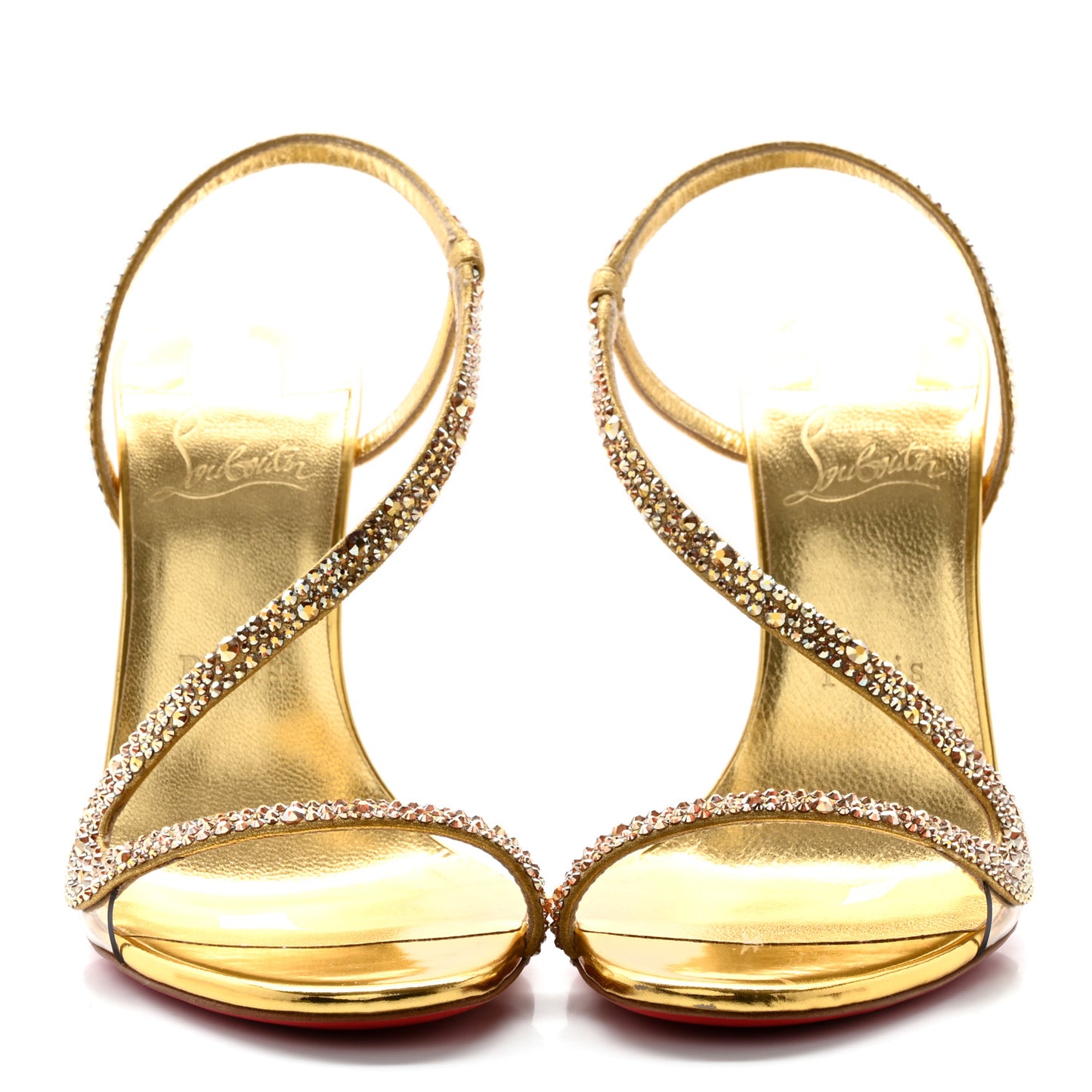 Suede Crystal Strass Rosalie 100 Sandals 37.5 Gold