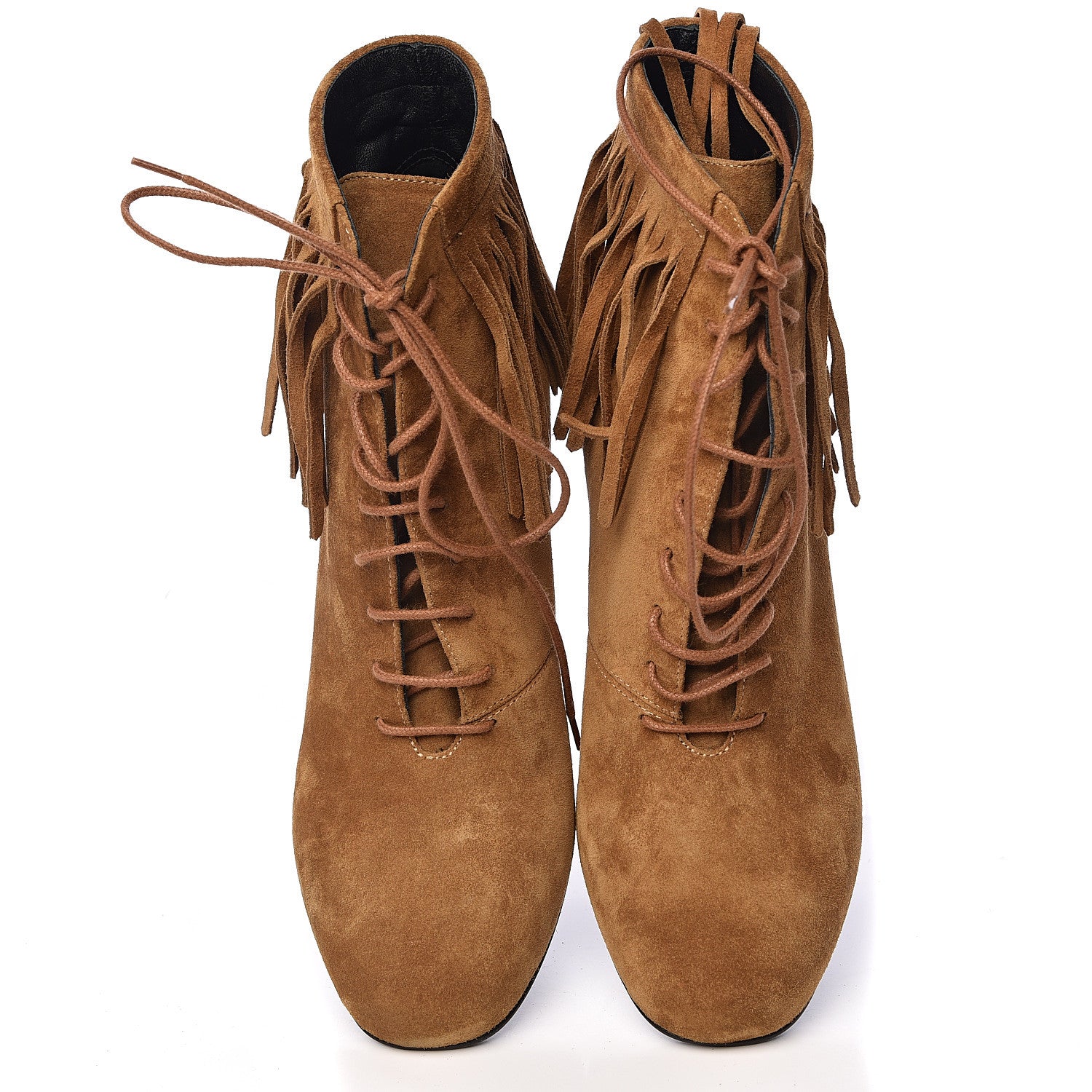 Saint Laurent Suede Babies 90 Fringe Ankle Boots 38 Light Tan 5 of 10