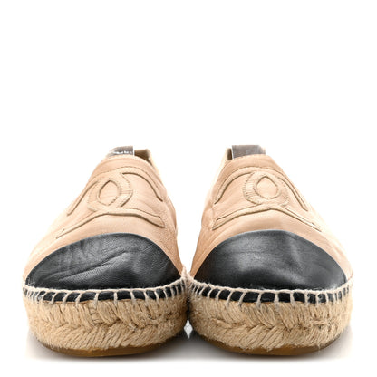 Chanel Lambskin CC Espadrilles 38 Beige Black 6 of 18