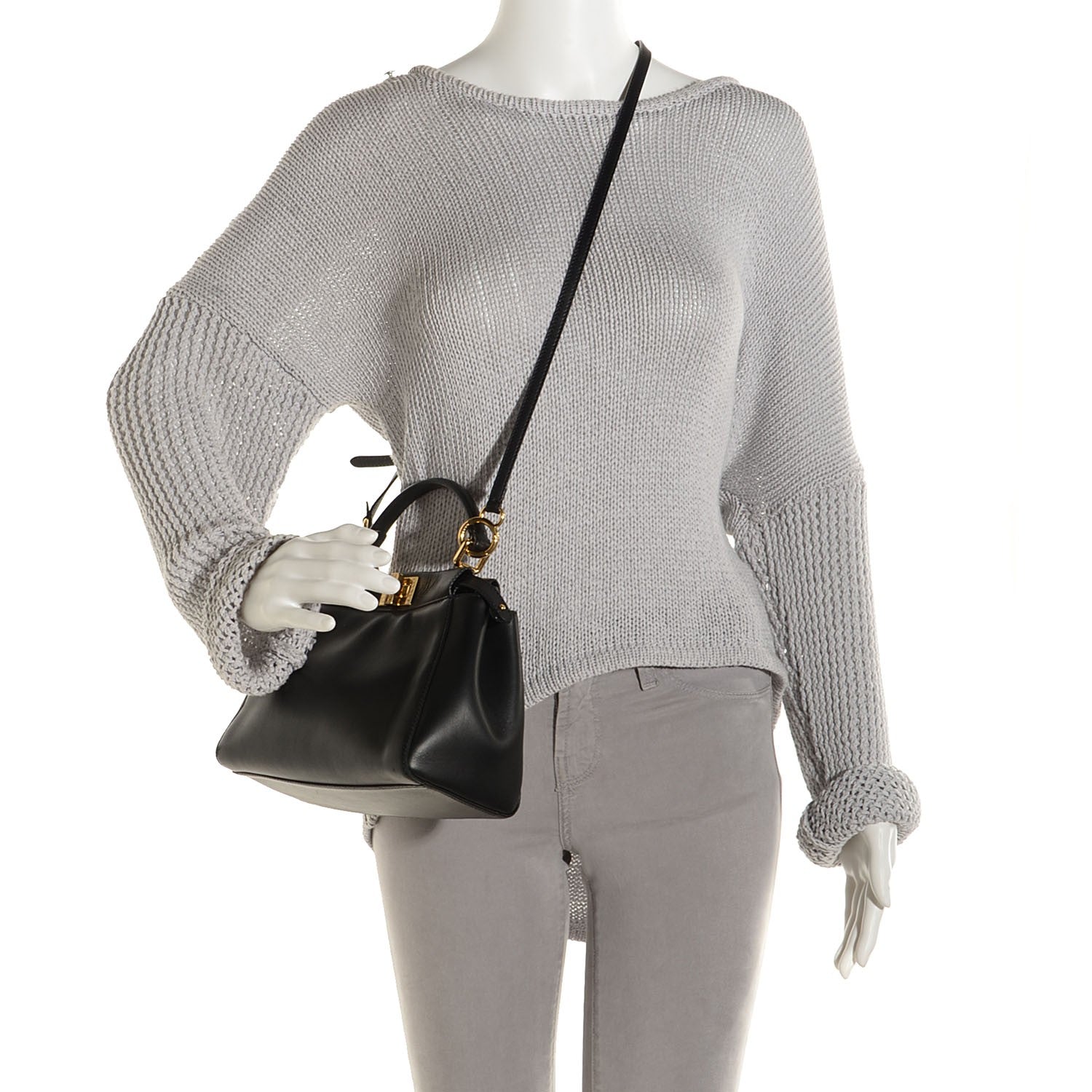 Fendi Nappa Mini Peekaboo Iconic Satchel Black 2 of 6