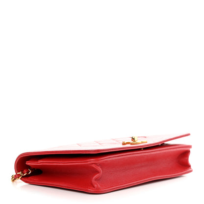Chanel Sheepskin Quilted Mademoiselle Vintage Wallet On Chain WOC Red 4 of 15