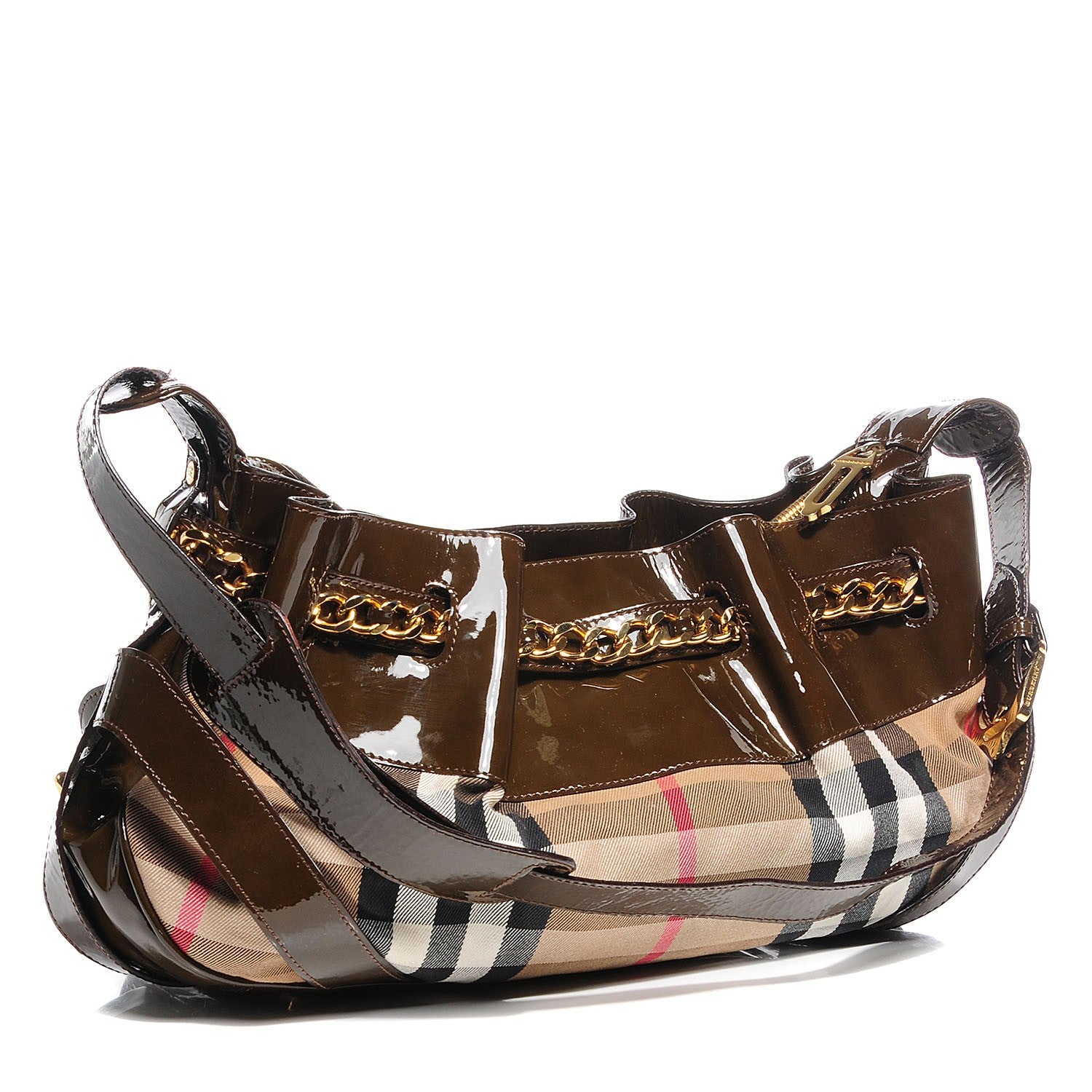 Burberry House Check Patent Margaret Bag Brown 3 of 7