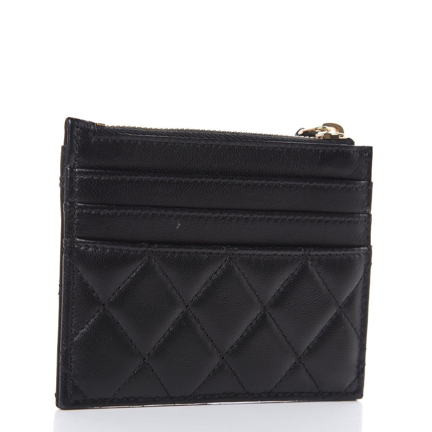 Chanel Lambskin Quilted Zip Card Holder Black 3 of 7