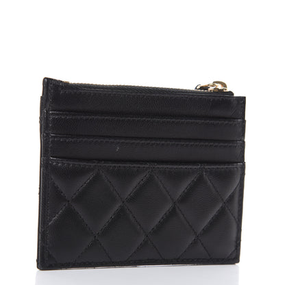 Chanel Lambskin Quilted Zip Card Holder Black 3 of 7