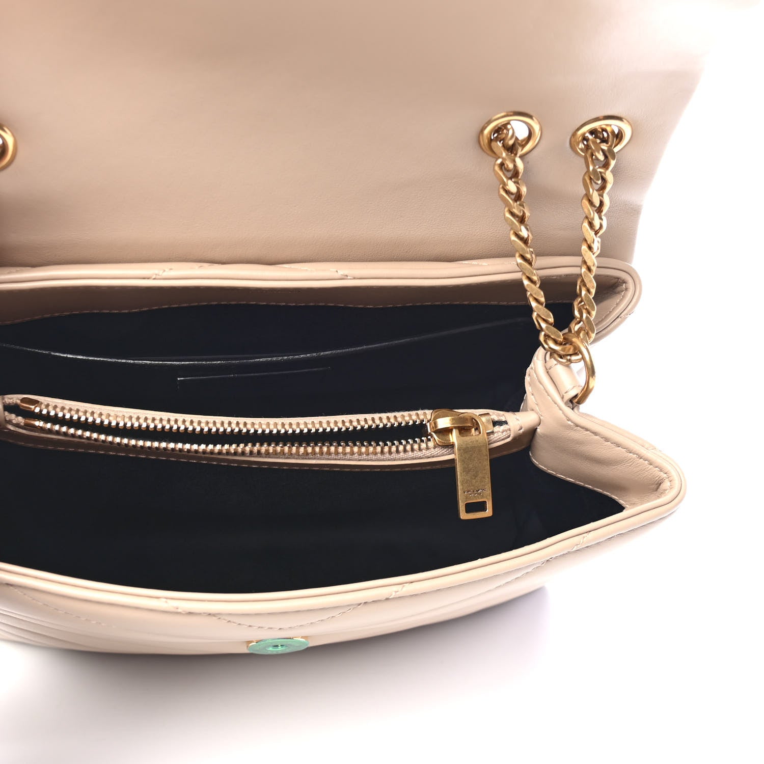 Saint Laurent Calfskin Y Quilted Monogram Small Loulou Chain Satchel Dark Beige 4 of 4