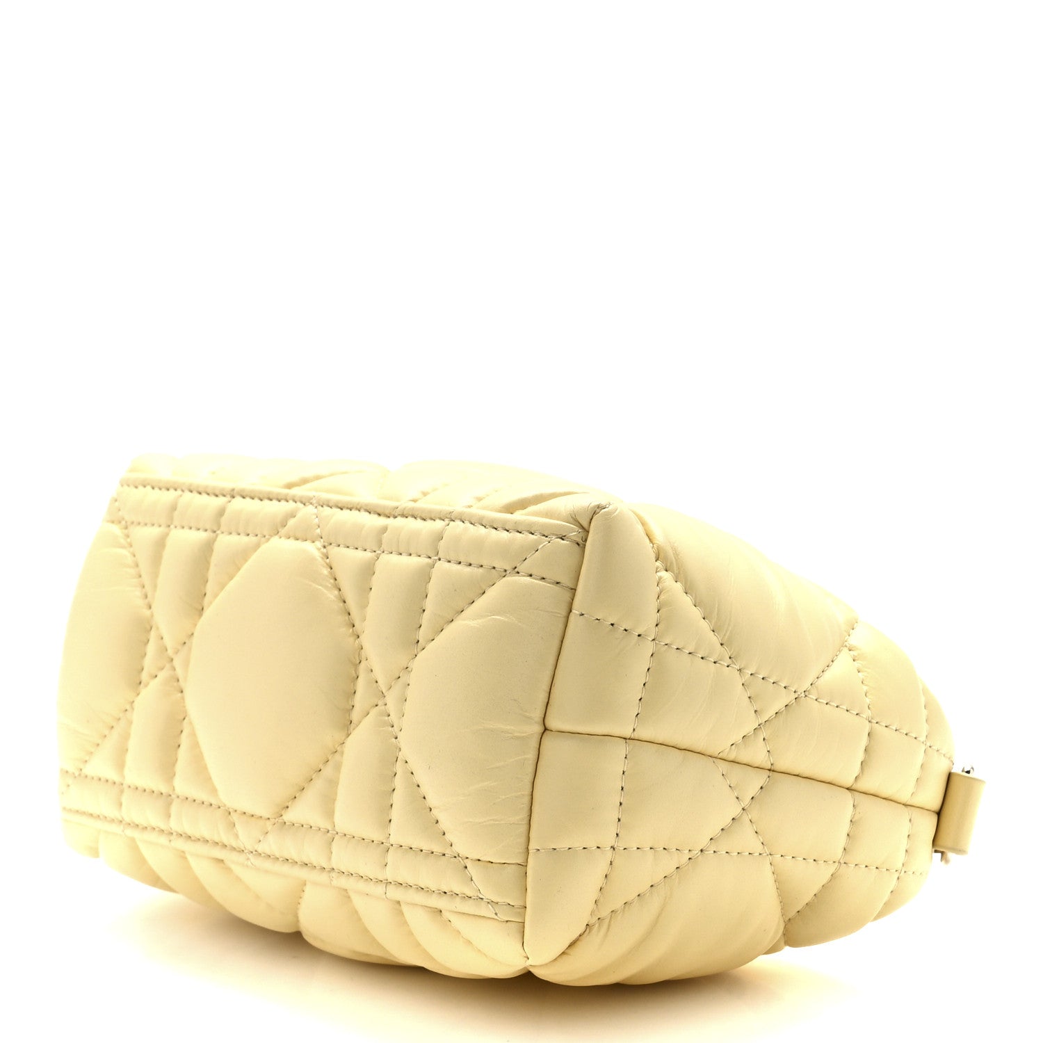Christian Dior Calfskin Macrocannage Small Diortravel Nomad Pouch Pale Yellow 9 of 11