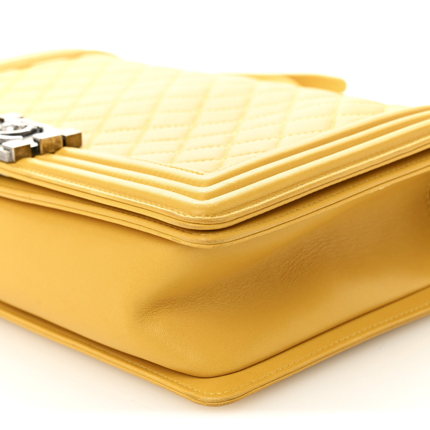 Lambskin Quilted New Medium Boy Flap Yellow