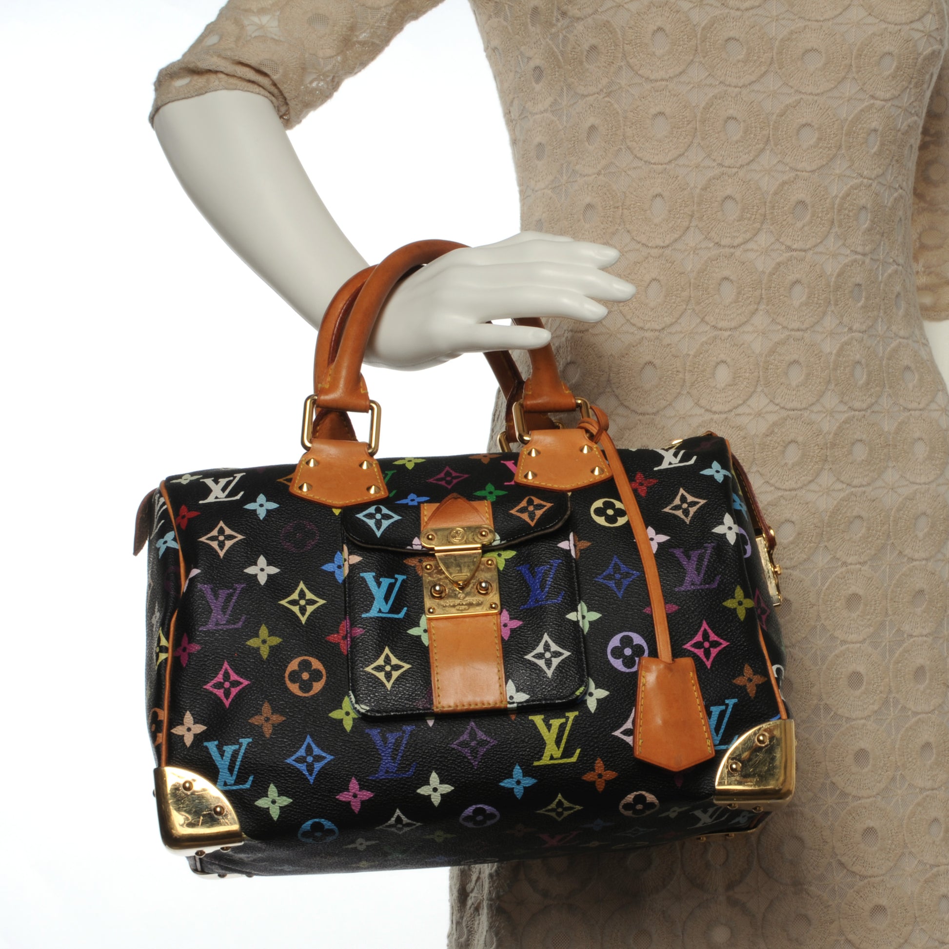 Louis Vuitton Monogram Multicolor Speedy 30 Black 2 of 8